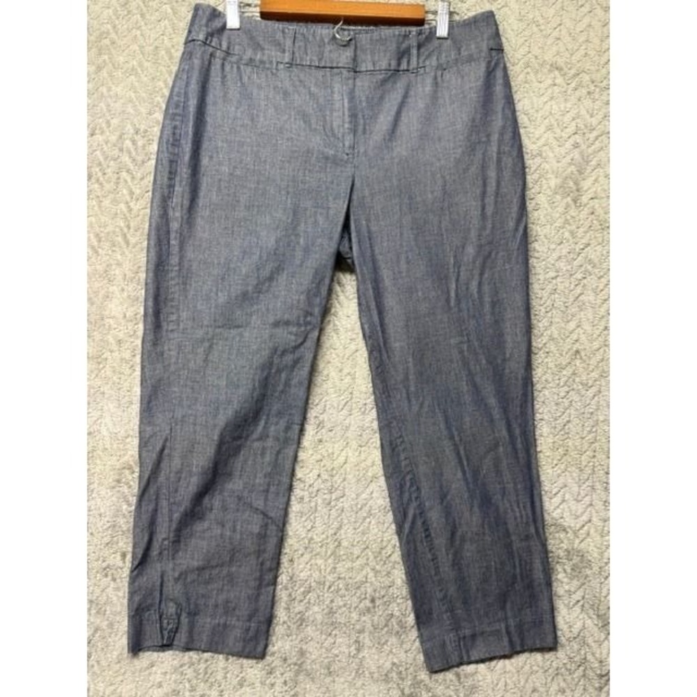 Ann Taylor Factory Curvy Fit Chambray Cropped Pants Blue Size 10 0757